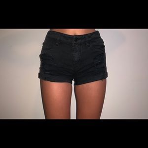 black jean shorts